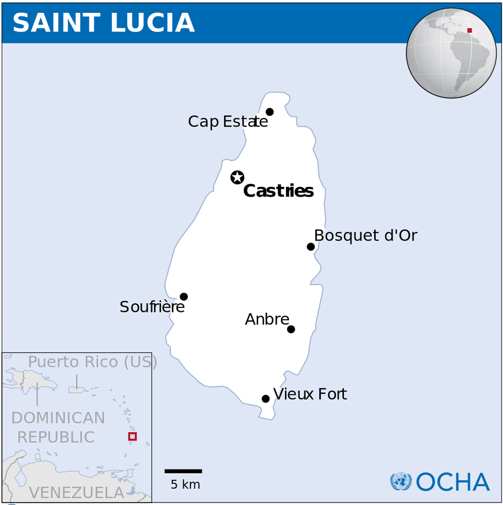 saint lucia location map