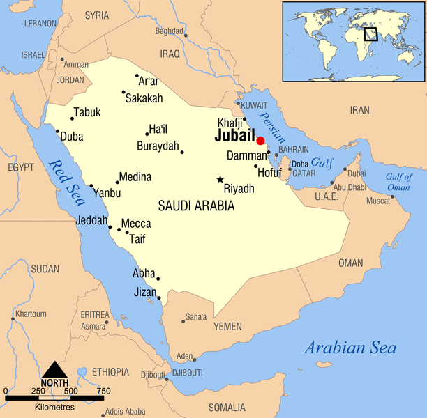 Al Jubayl Saudi Arabia map