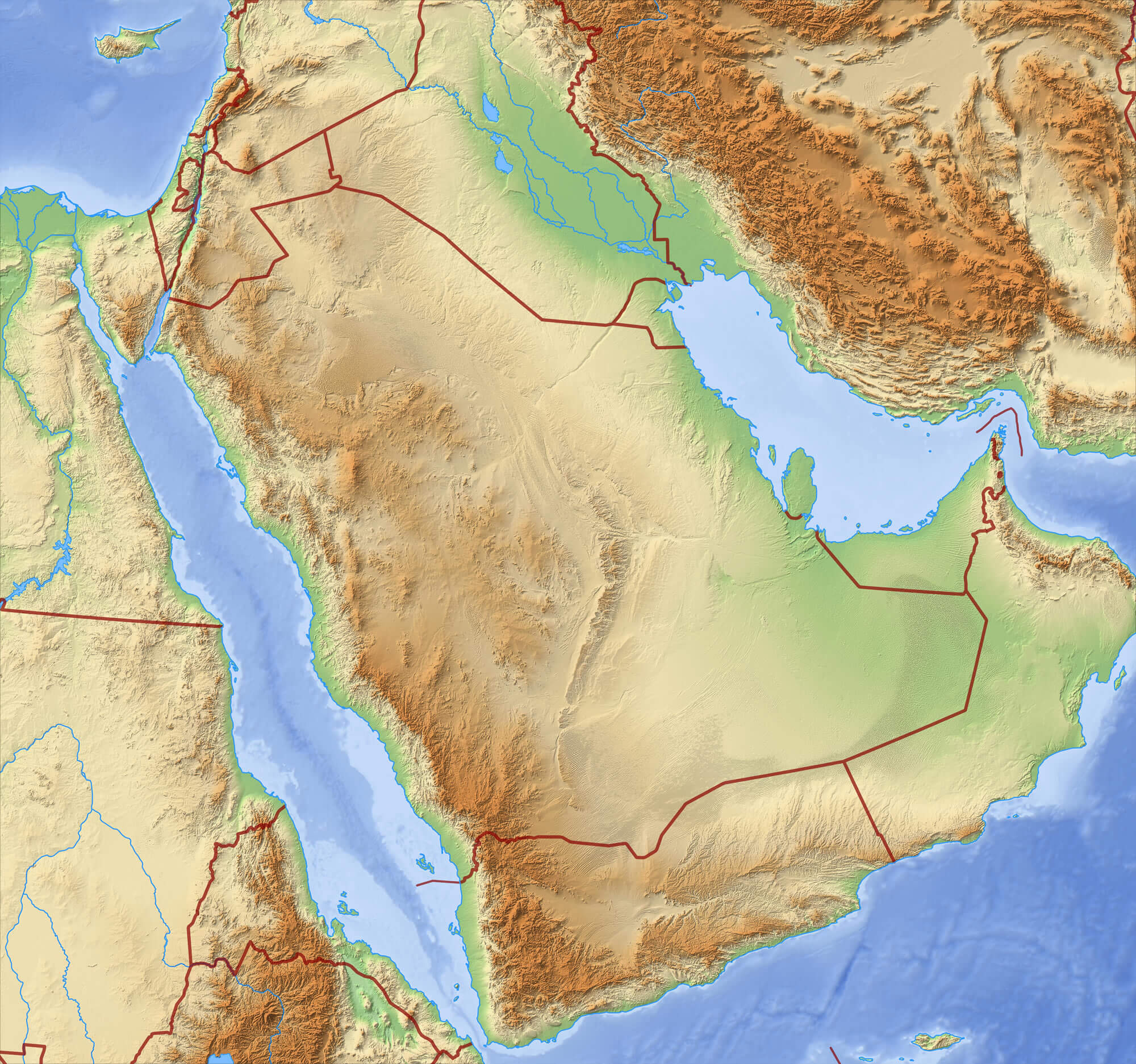 Relief Map of Saudi Arabia