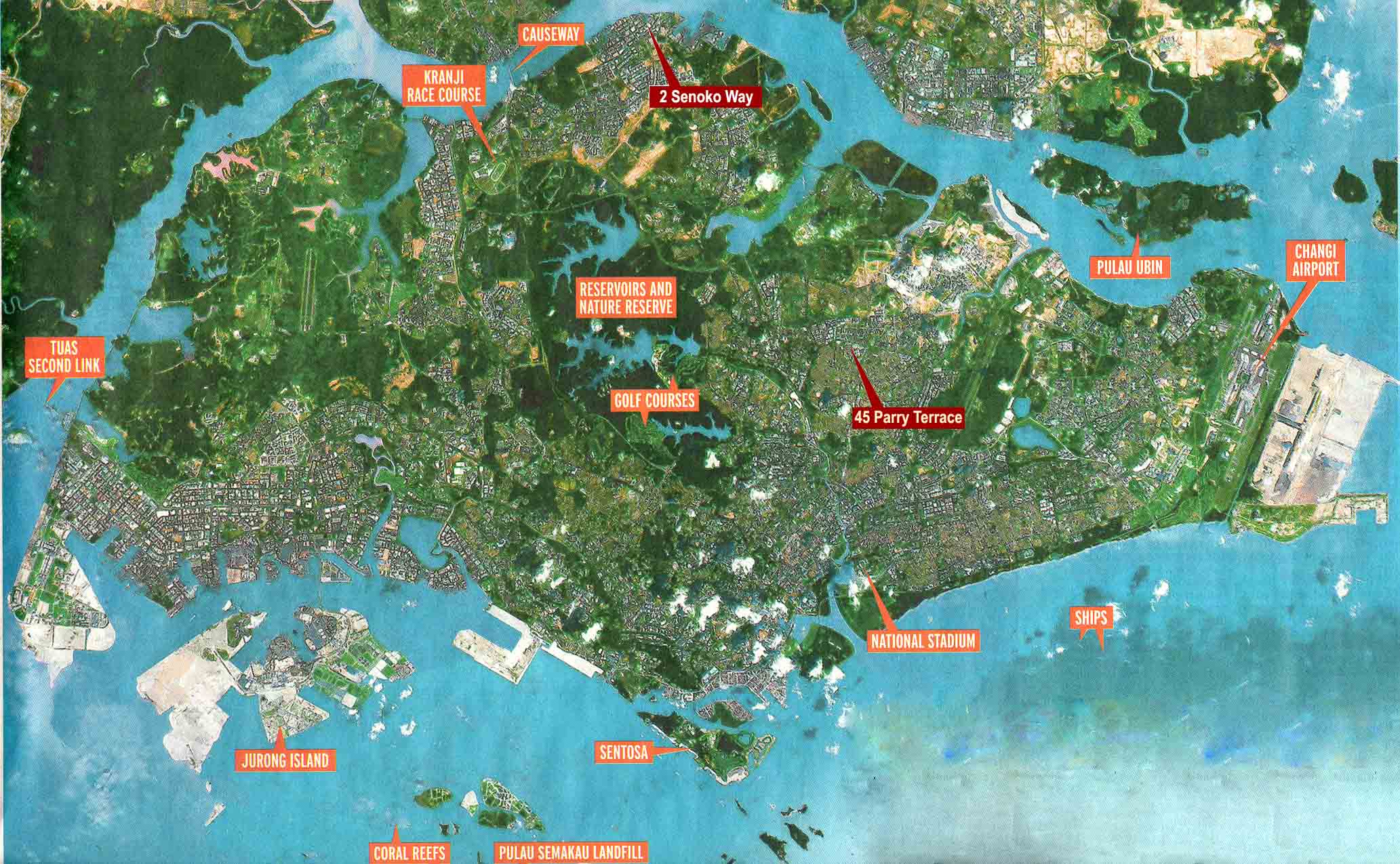 satellite image of singapore