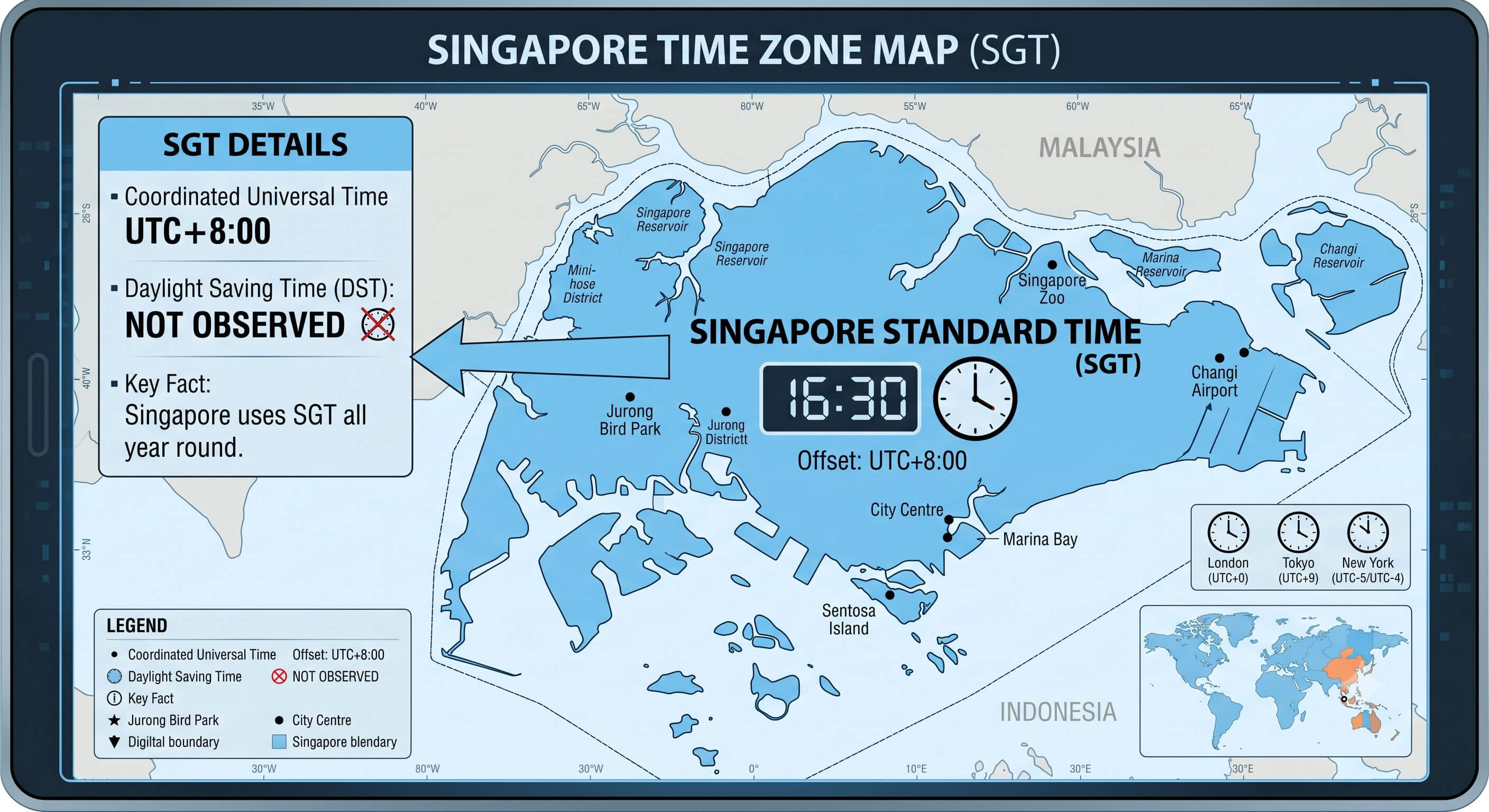 Singapore time zone map