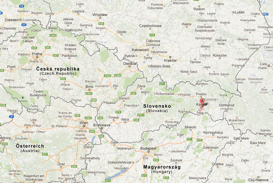 map of Kosice Slovakia