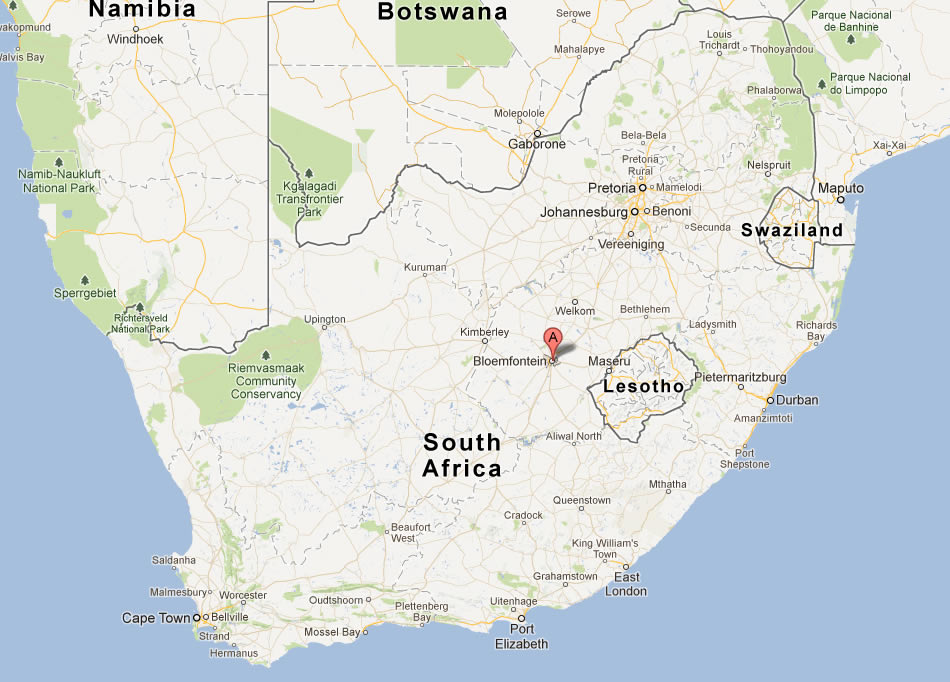 map of Bloemfontein south africa