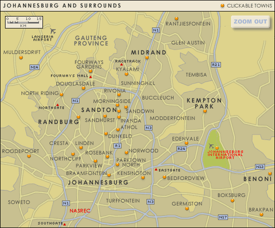 Johannesburg area map