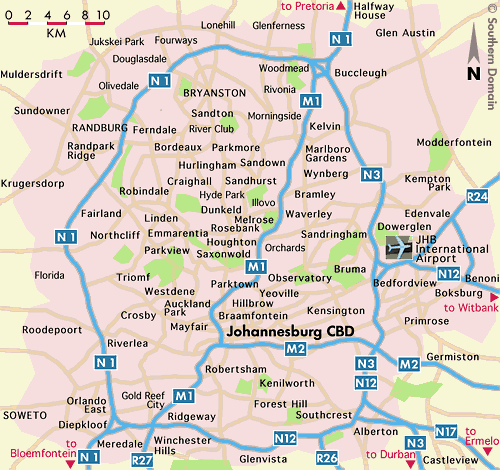 Johannesburg districts map