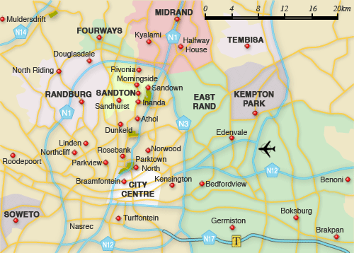 Johannesburg surrounds map