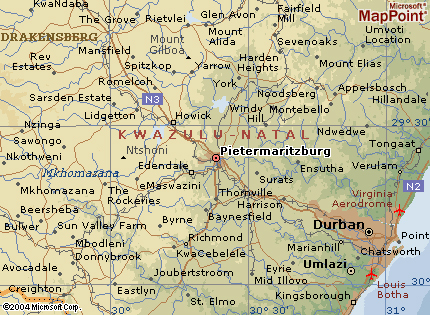 Pietermaritzburg map durban