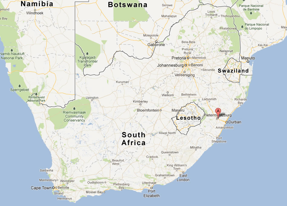 map of Pietermaritzburg south africa