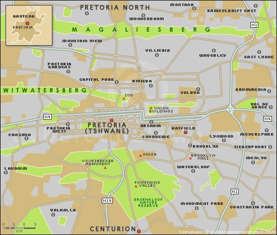 Pretoria center map