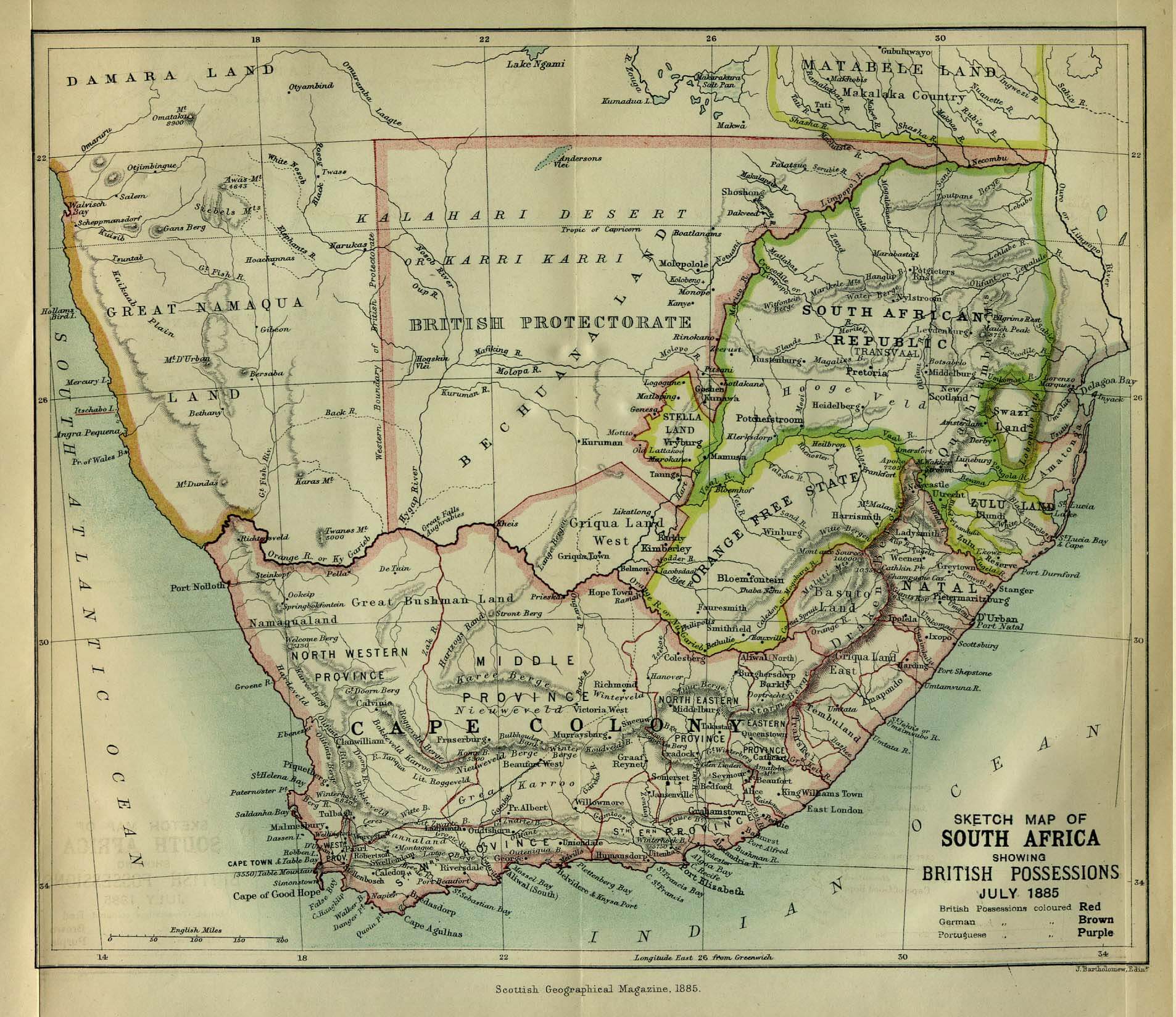 south africa map 1885