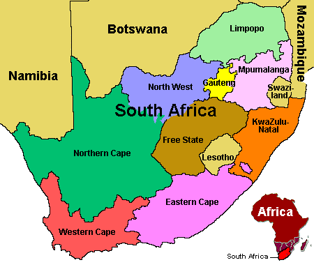 territories map of south africa