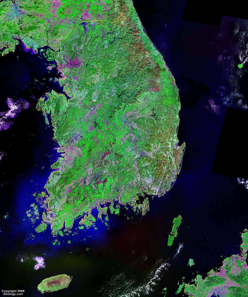 satellite image of south korea