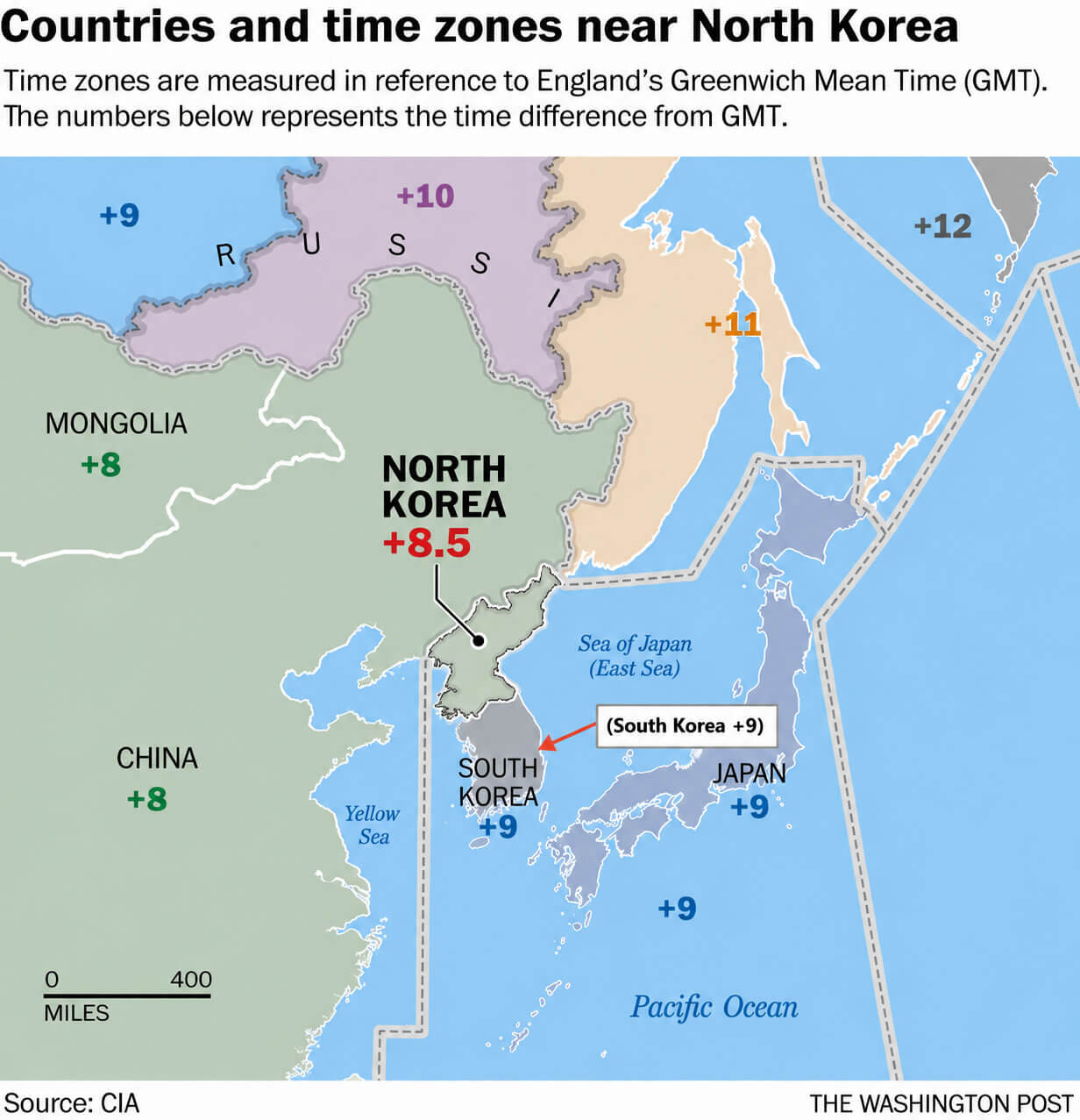 Korean Peninsula time zone map