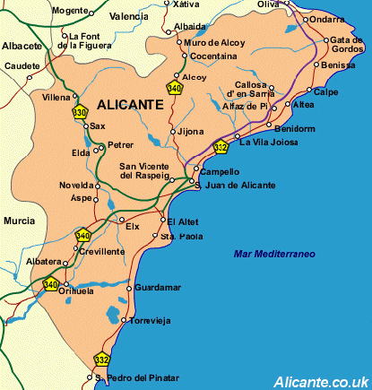 Alicante province map