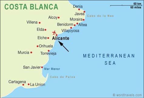 Alicante regions map
