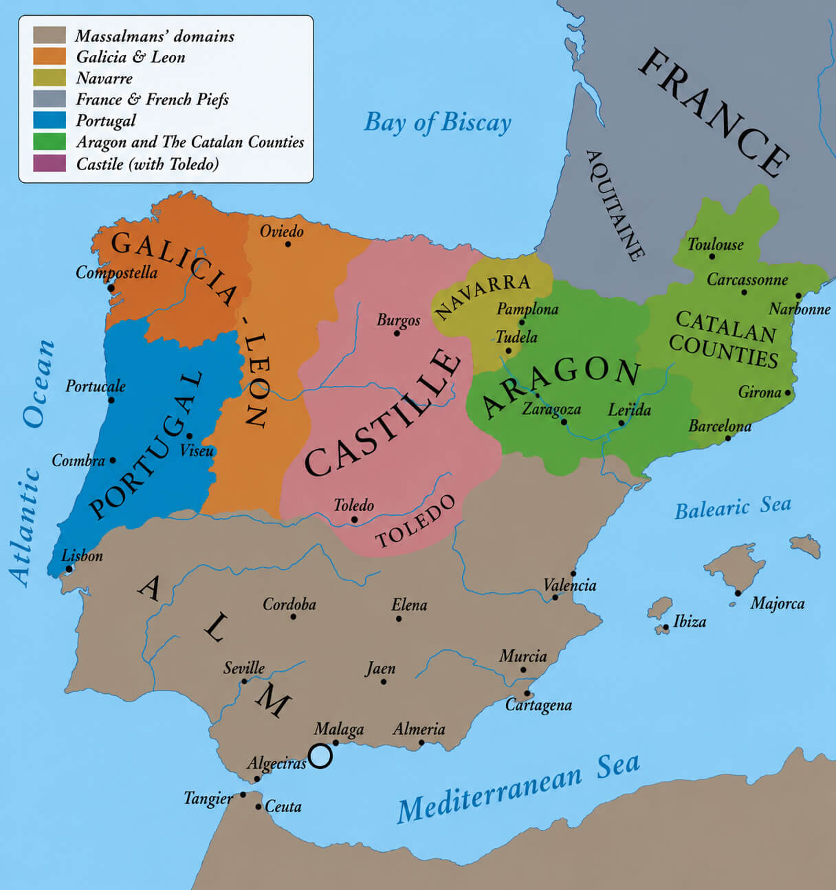 Almohad Caliphate in Iberia map