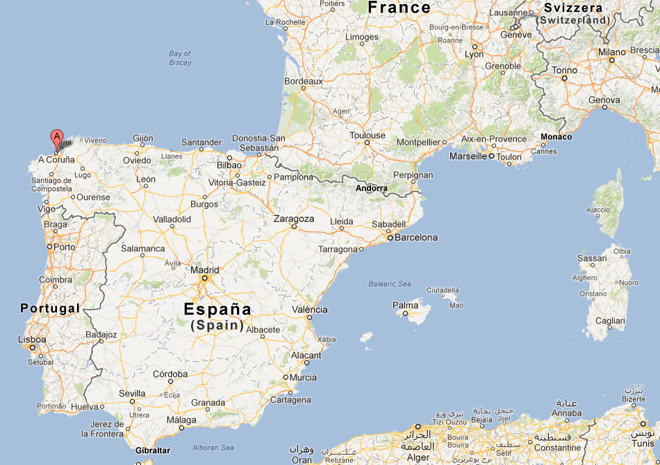 map of La Coruna spain