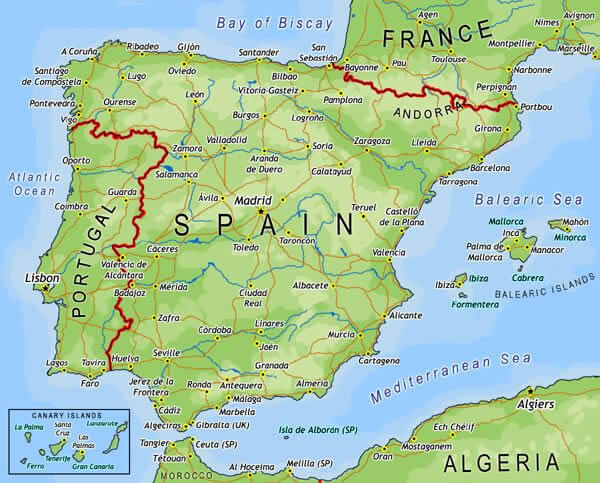 Large Map of Spain