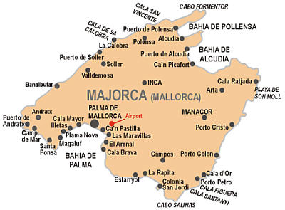 districts map of majorca