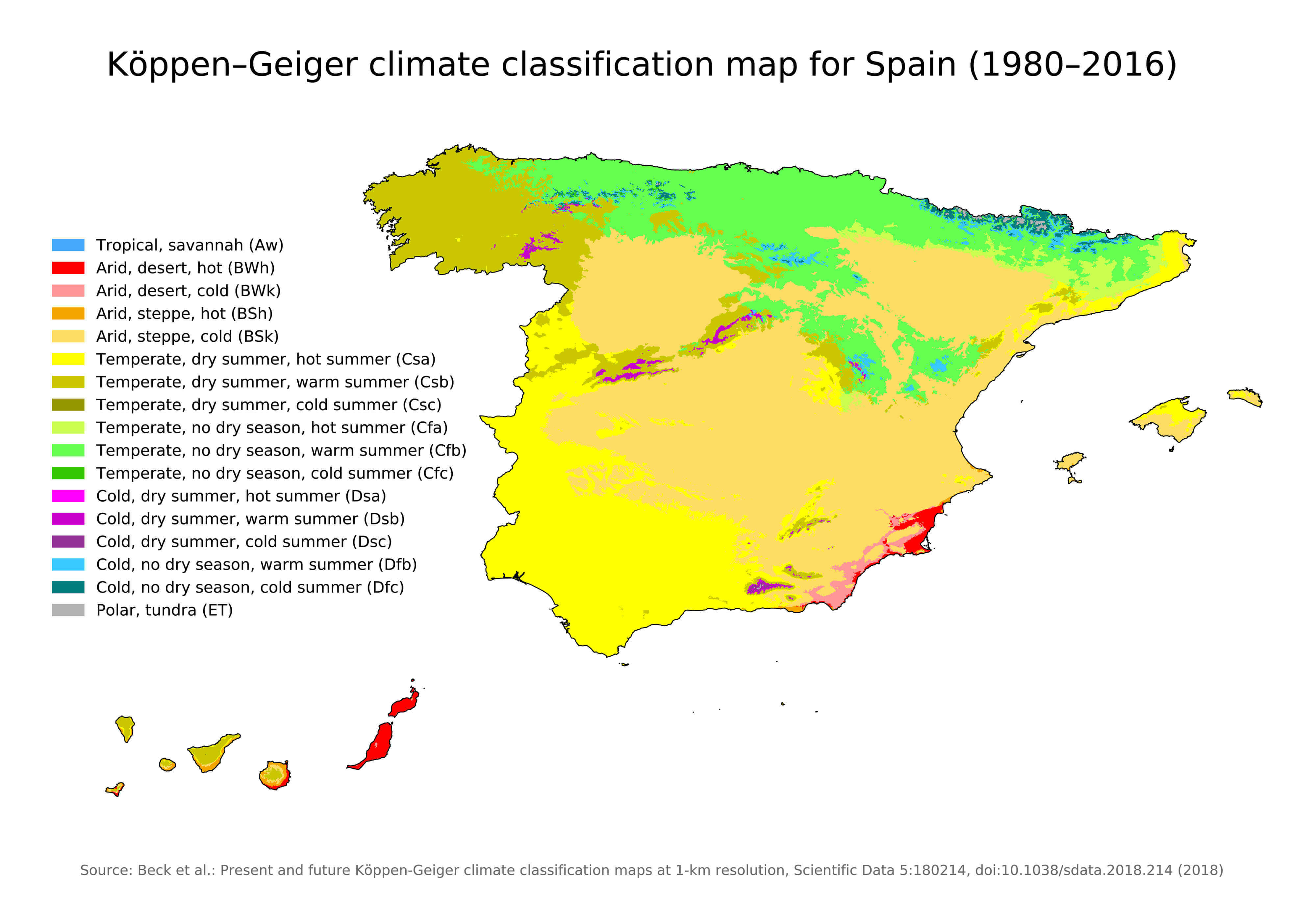Spain climate map