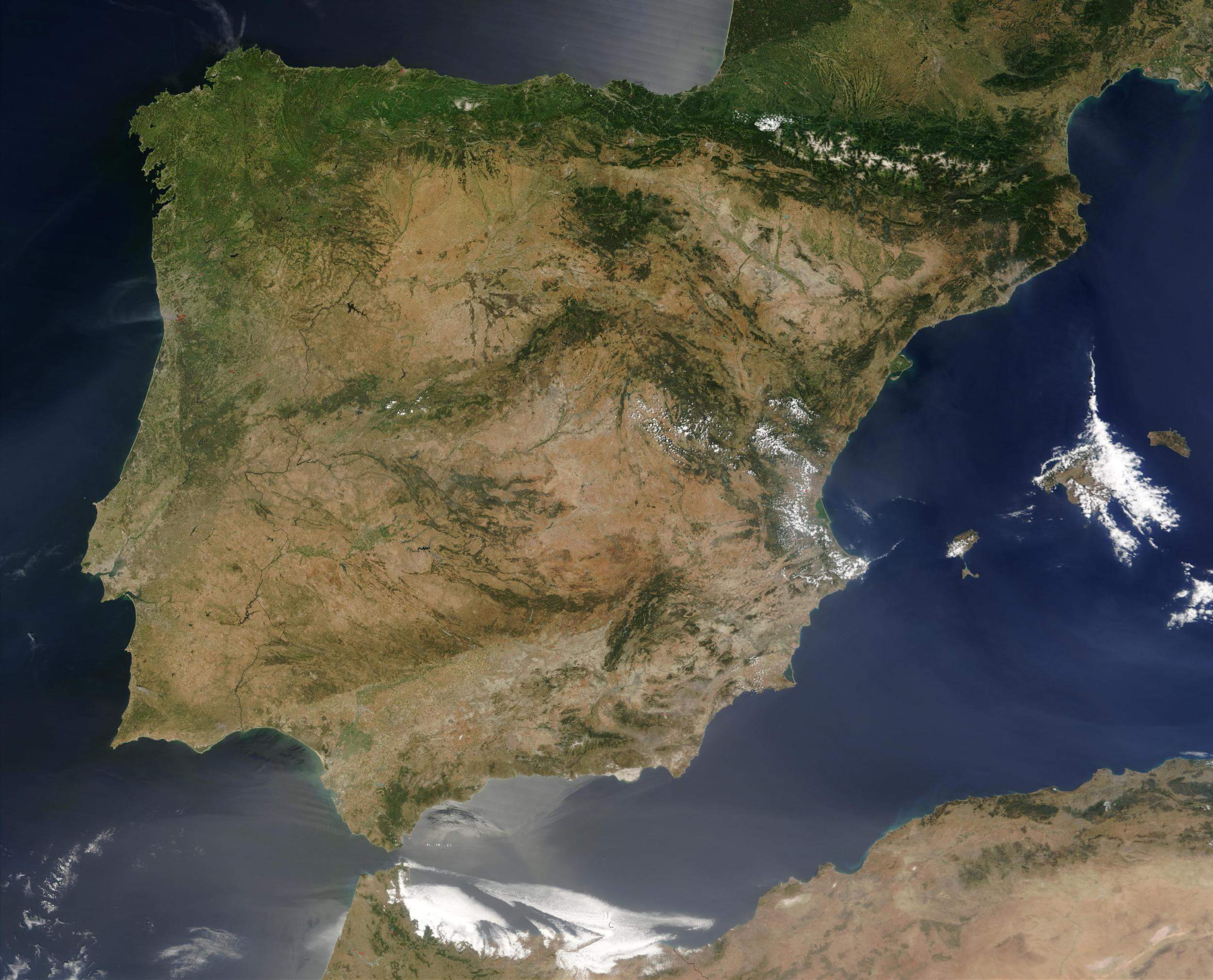 Spain satellite image map