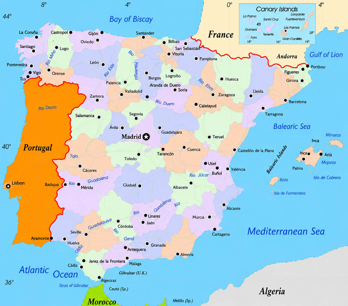 Spain administrative political map