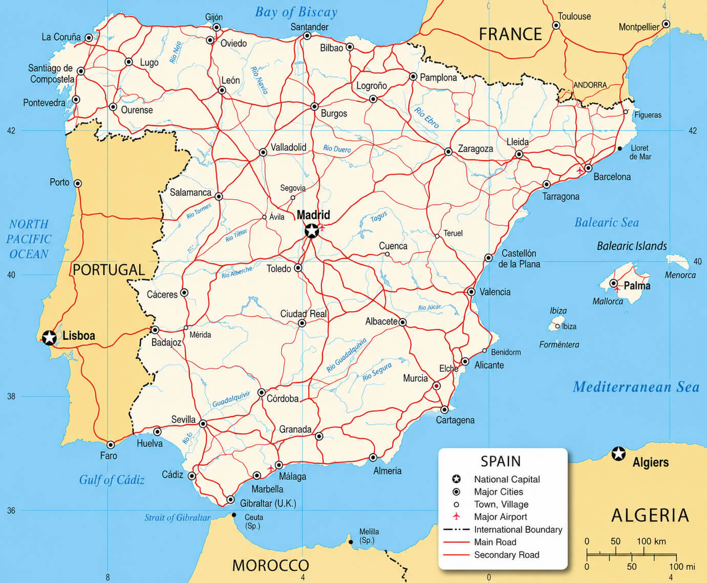 Spain highway map