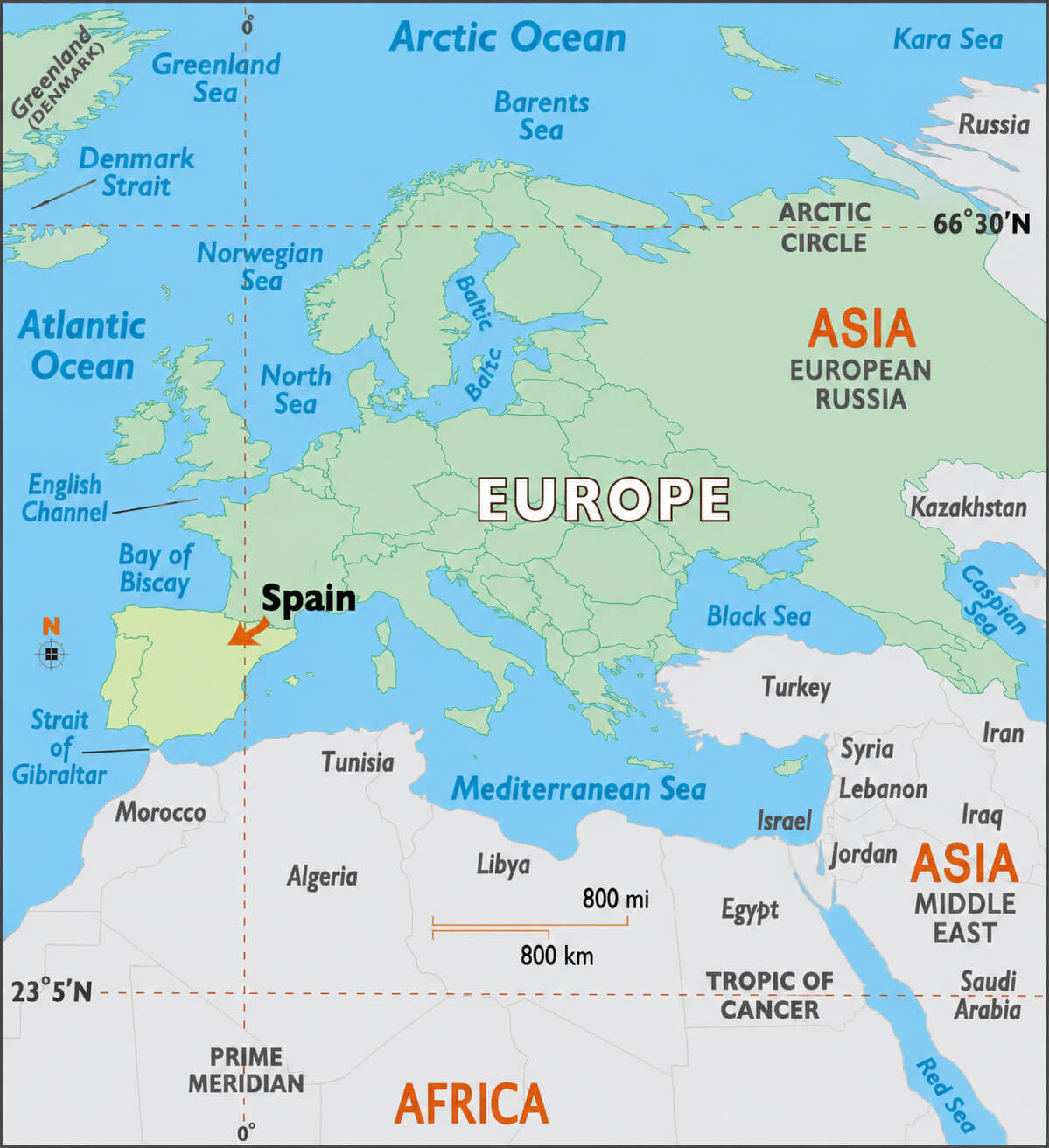 Spain location map in Europe