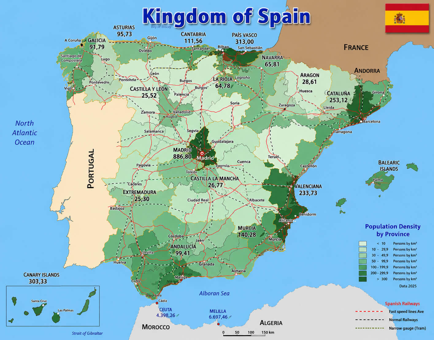 Kingdom of Spain population map
