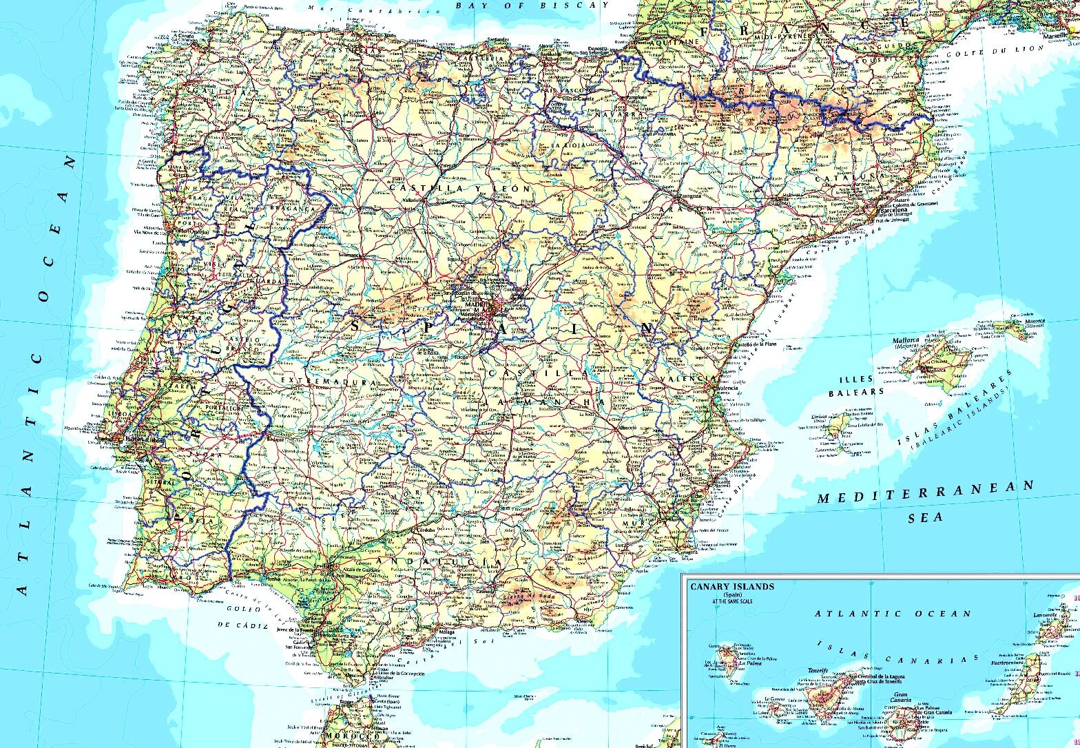 Portugal Spain Road Map