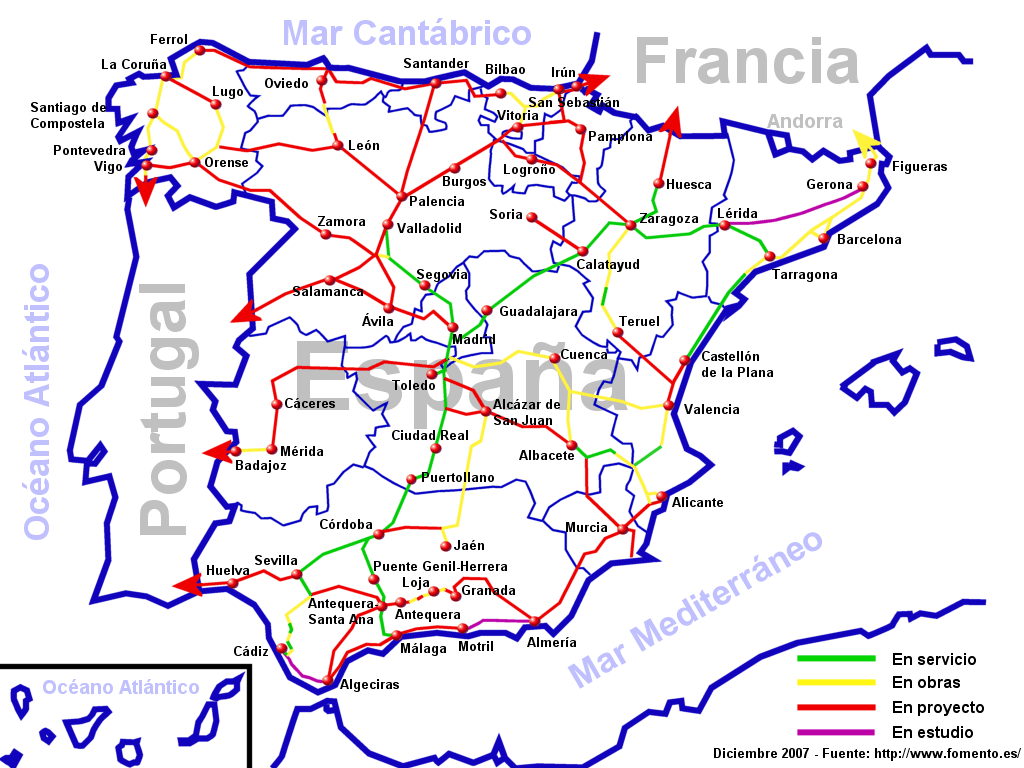 Spain High Speed Railway Map 2007