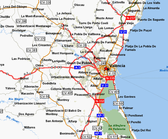 Valencia regional map
