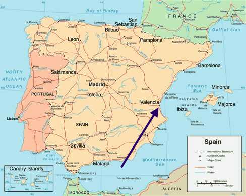Valencia spain map.
