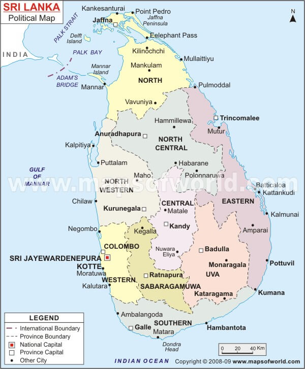 sri lanka political map