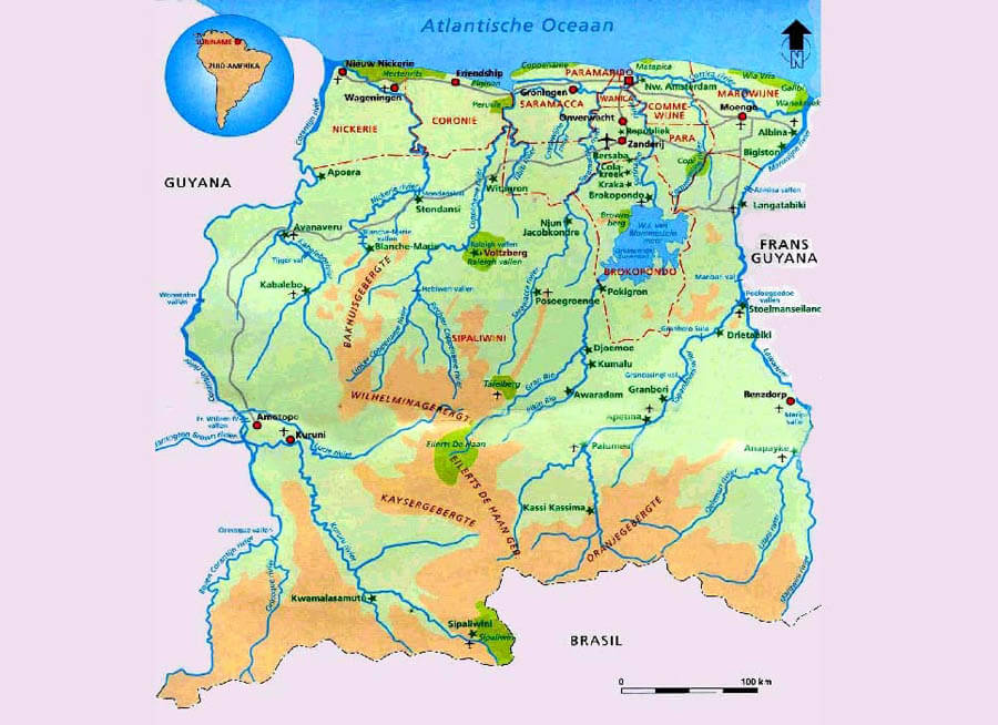 physical map suriname
