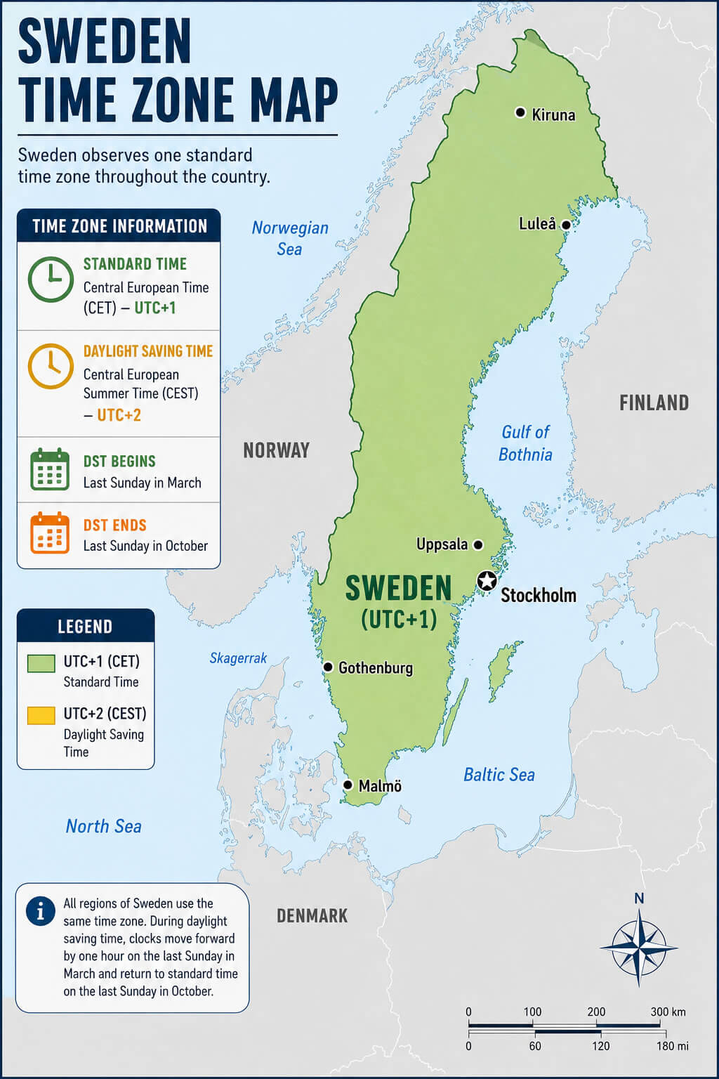 Sweden Central European time map