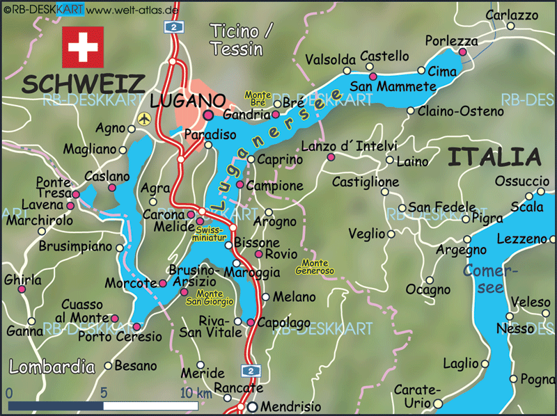 Lugano regional map