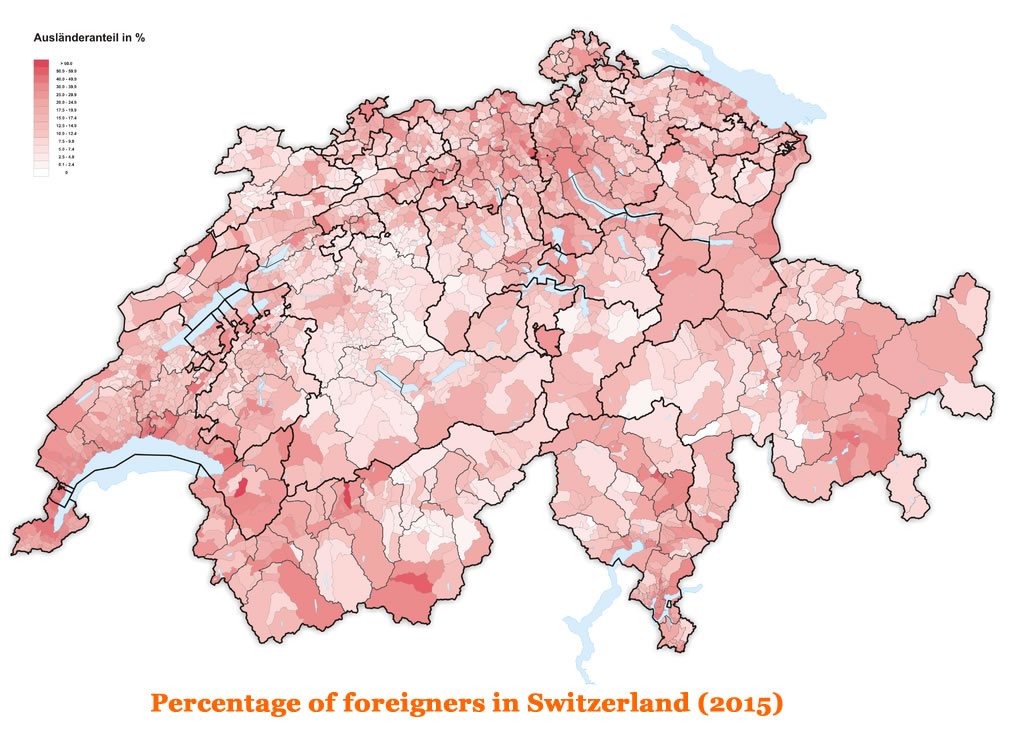 Percentage of Foreigners in Switzerland 2015