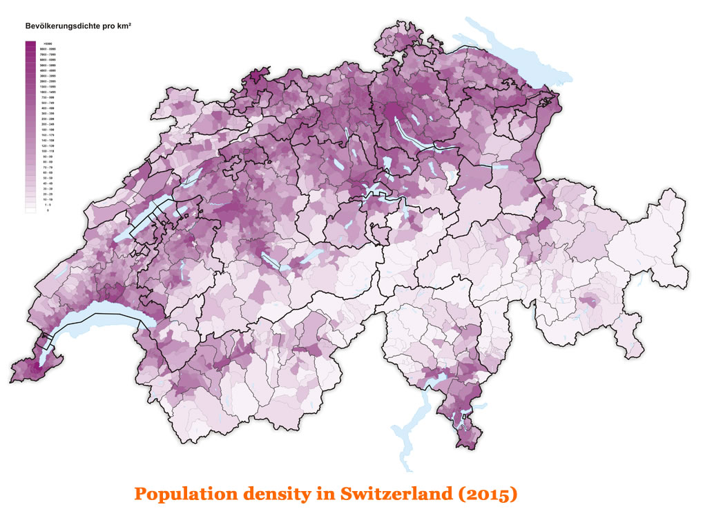 Population Density in Switzerland 2015