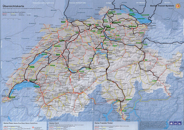 Rail Road Map of Switzerland