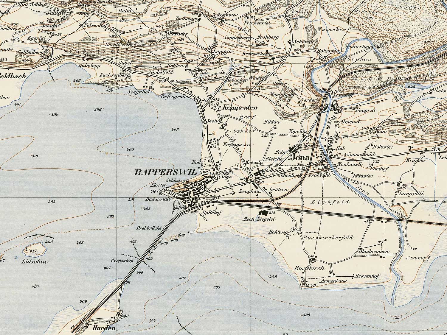 Rapperswil Jona 1882 map