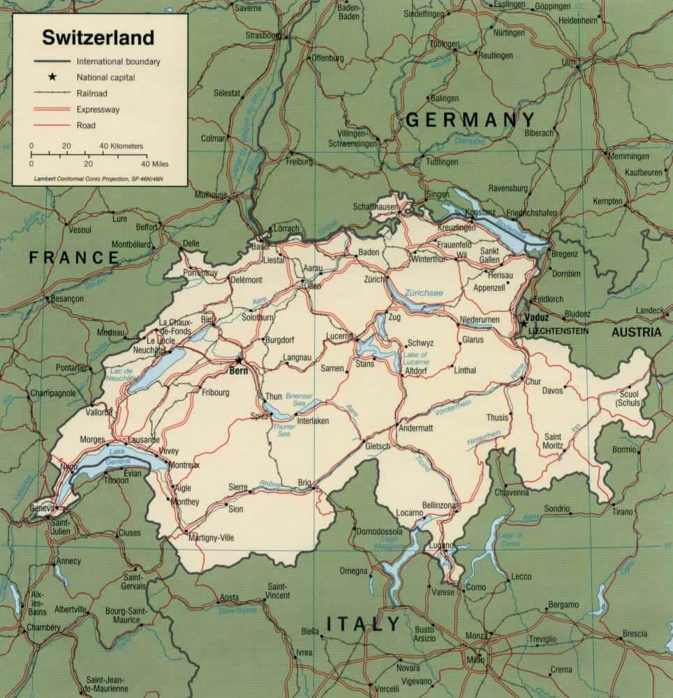 road map of switzerland
