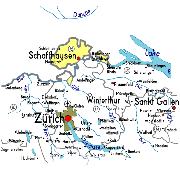 Schaffhausen zurich map
