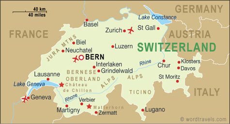 Switzerland Airport Map