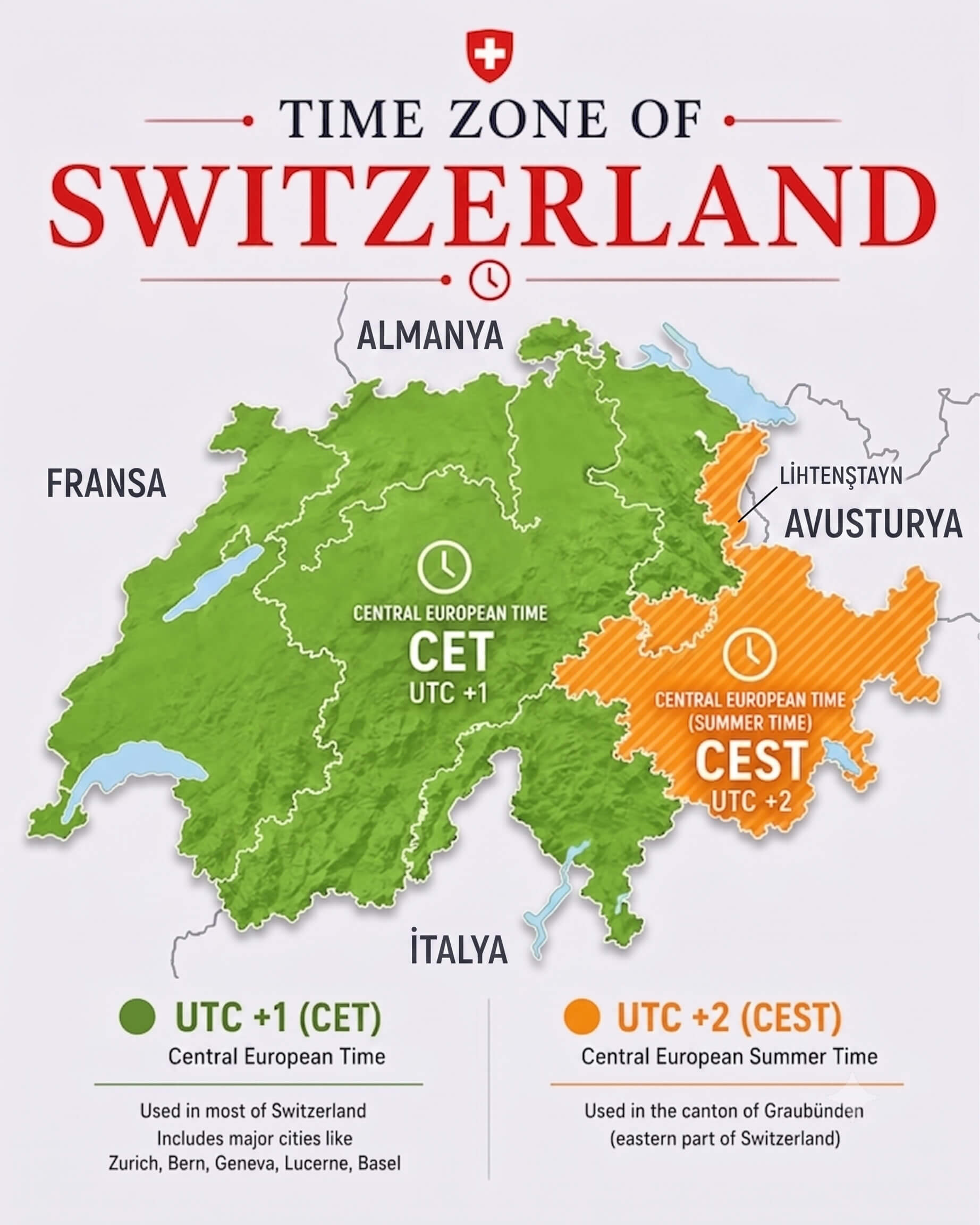 Switzerland CET and CEST map