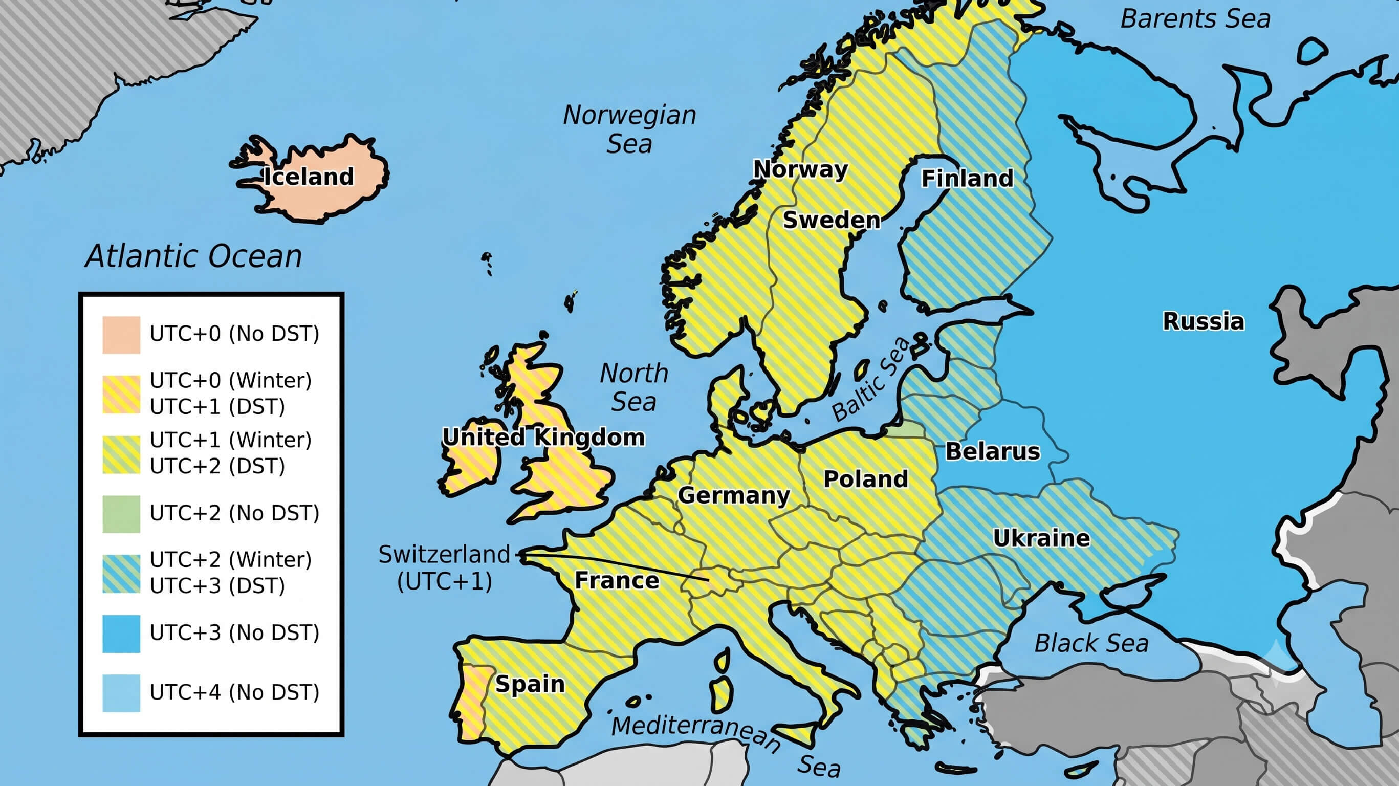 Switzerland time zone map