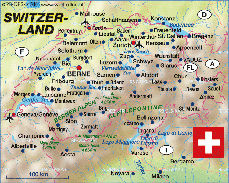 map of switzerland Zug