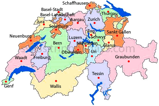 switzerland cantons Zug map