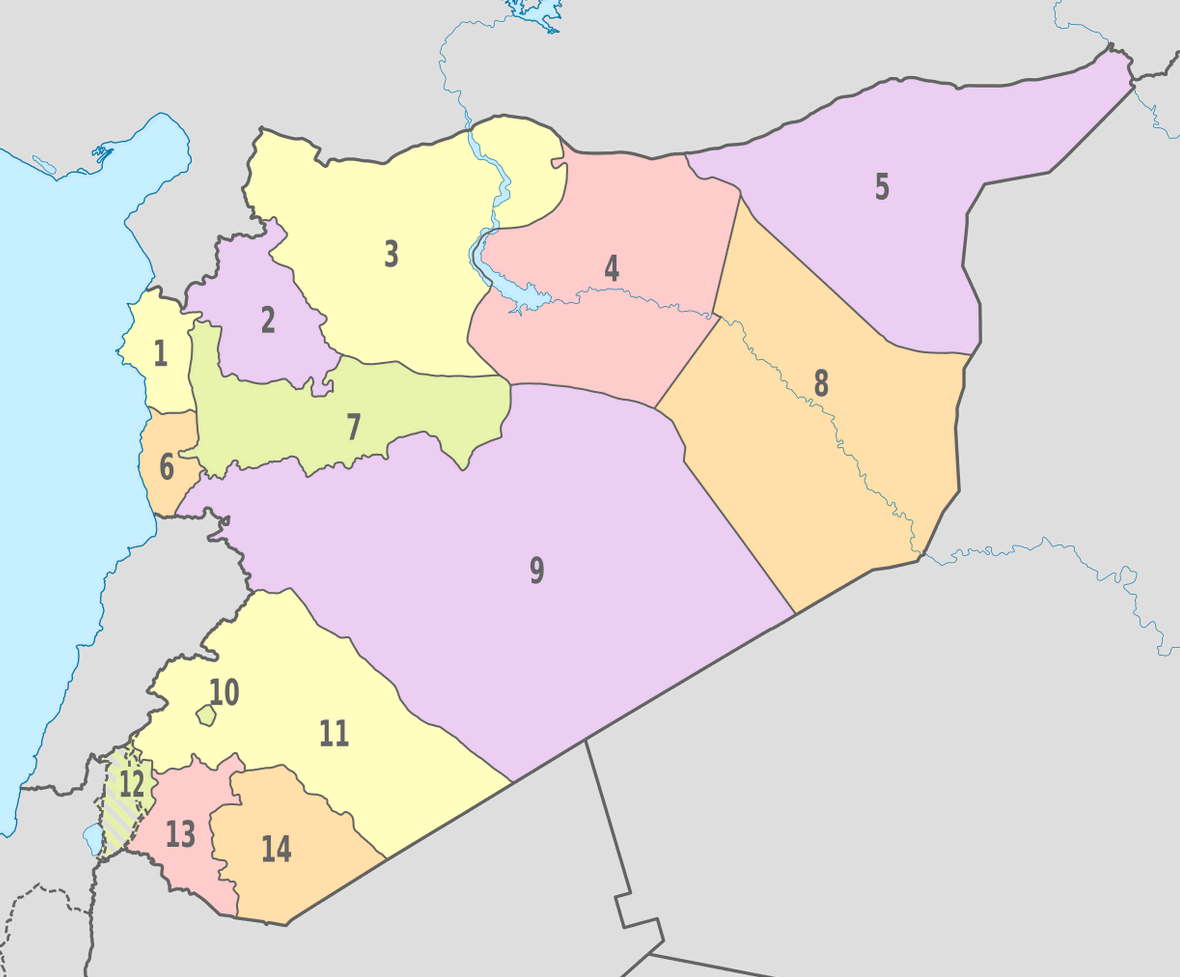 administrative map of syria