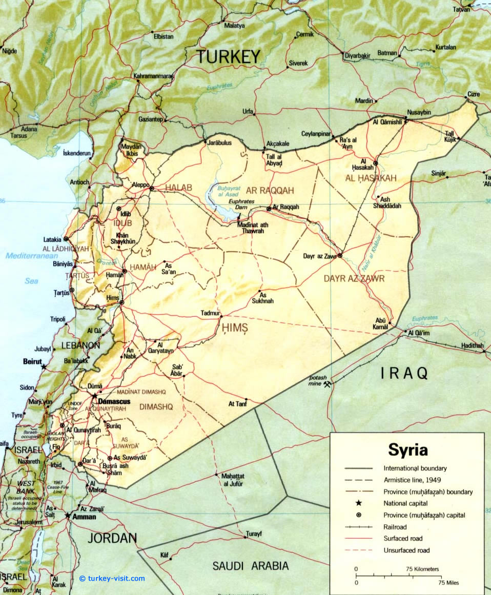 syria Aleppo relief map